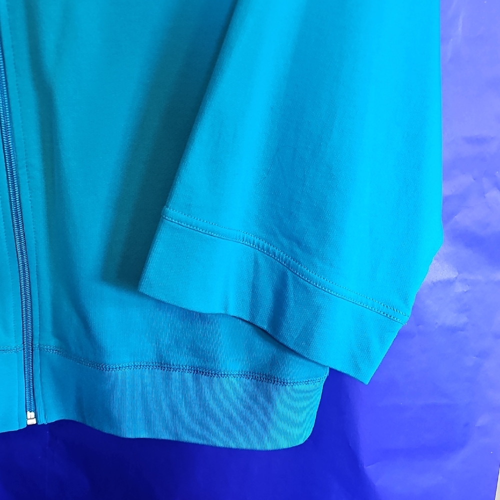 Chaps Turquoise Zip-Up Cape Jacket - Picture 3 of 6